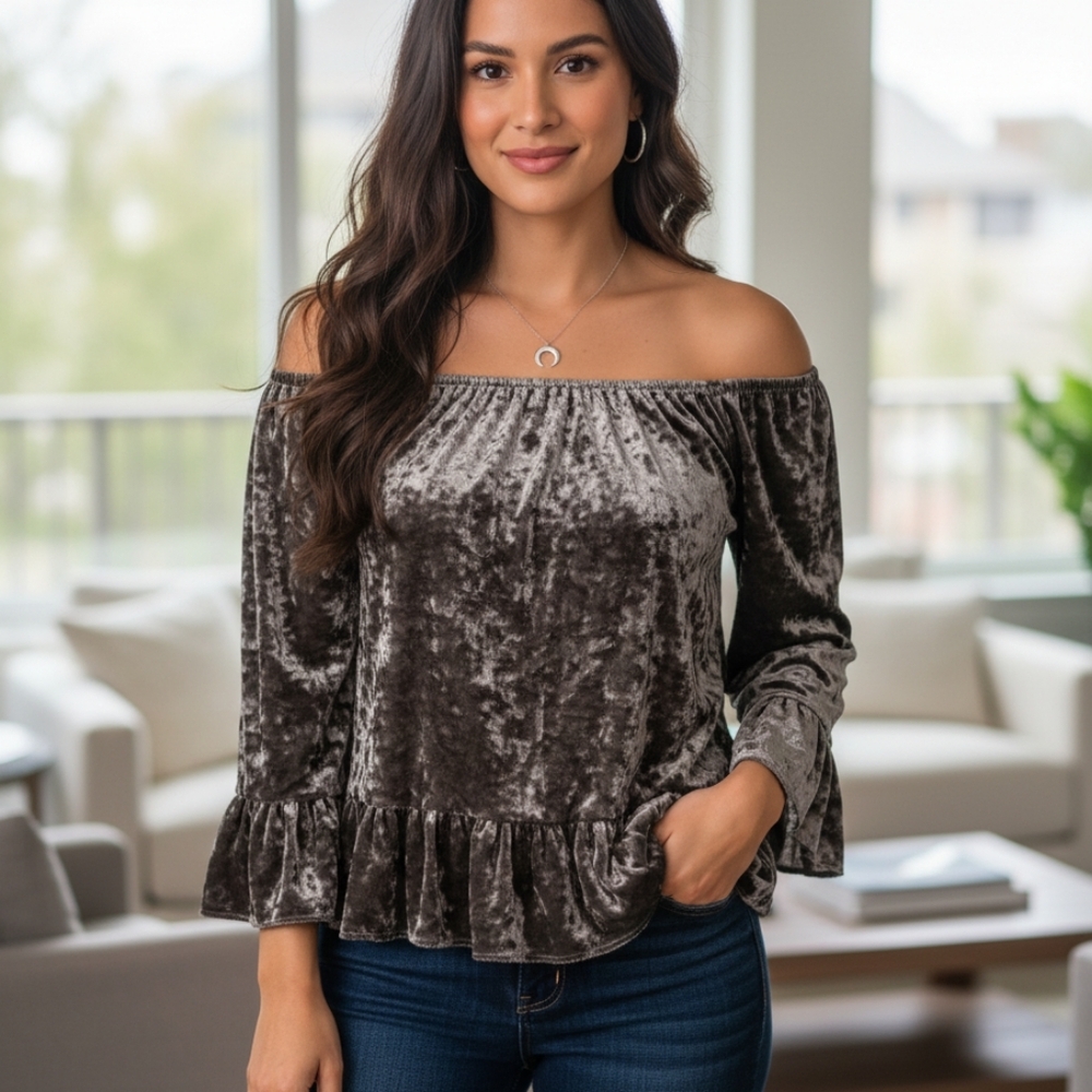 Sanctuary beautiful crushed Velvet Blouse